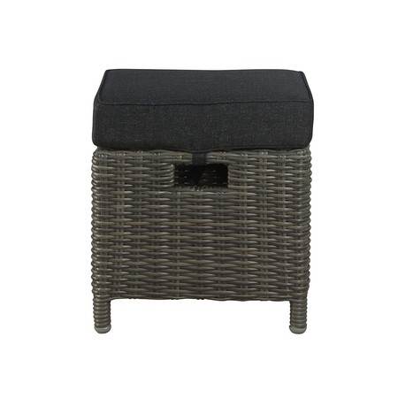 ALATERRE FURNITURE Asti All-Weather Wicker Outdoor 15" Square Ottomans with Cushions, Set of 2 AWWF02FF